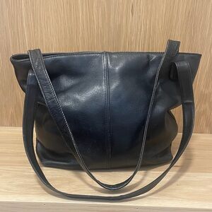 Stone Mountain Black Leather Tote Bag